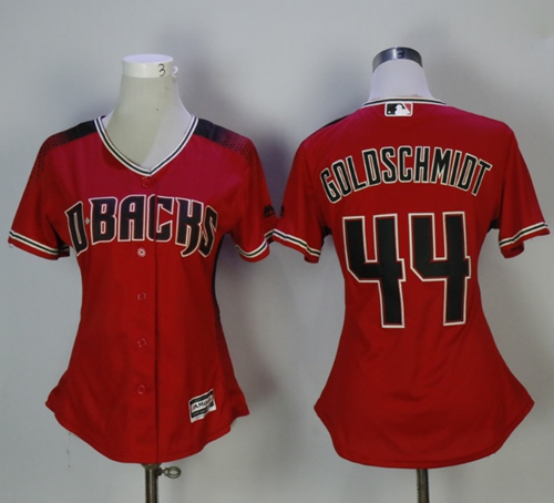 Diamondbacks #44 Paul Goldschmidt Red/Brick Alternate Women's Stitched MLB Jersey - Click Image to Close